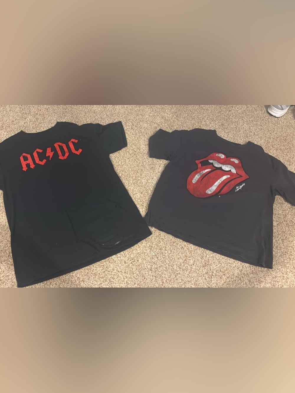2 graphic t-shirts EUC ac/Dc MED and Rolling Stones SMALL